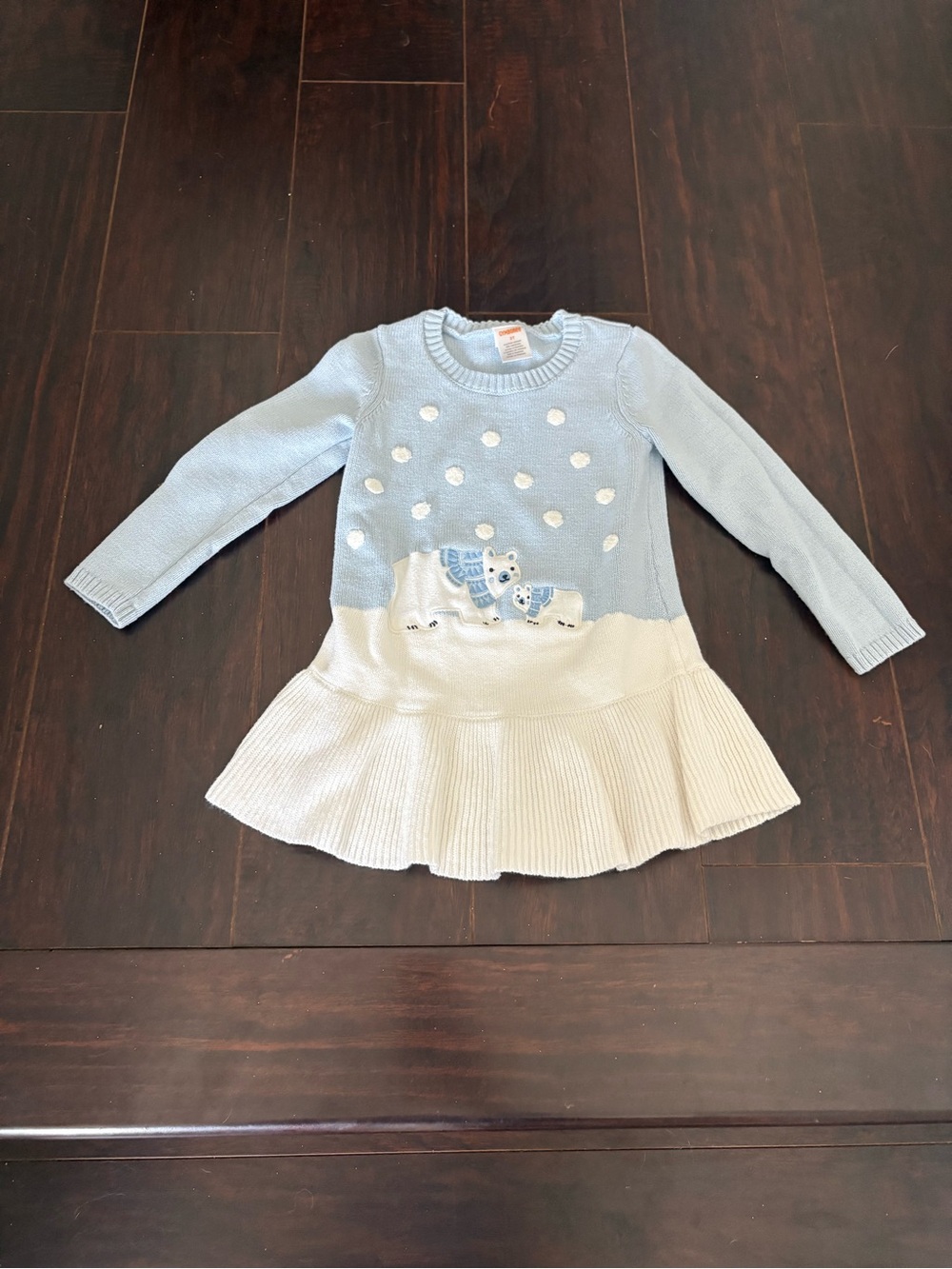 Gymboree Girls 3T Polar Bear Snowflake Sweater Dress Blue White